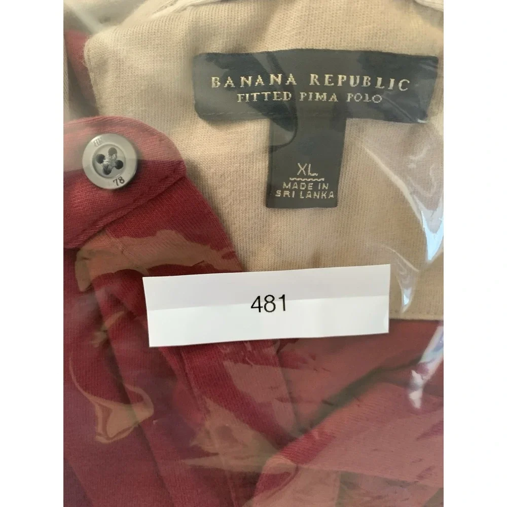 Banana Republic Mens Shirt Fitted Pima‎ Polo Mens XL Maroon/Red